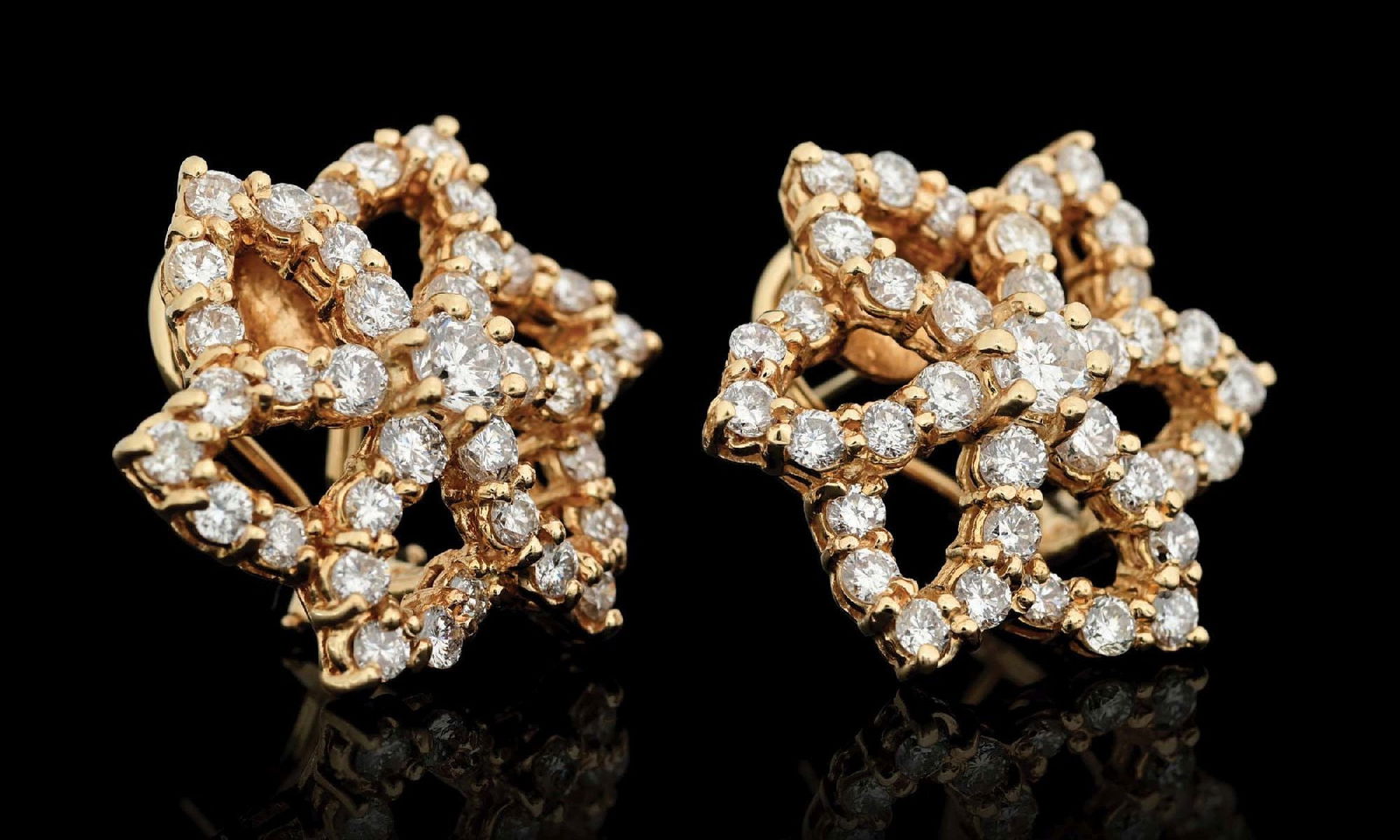 14K GOLD 3.5CT TW DIAMOND FLOWER EARRINGS (1 of 4)