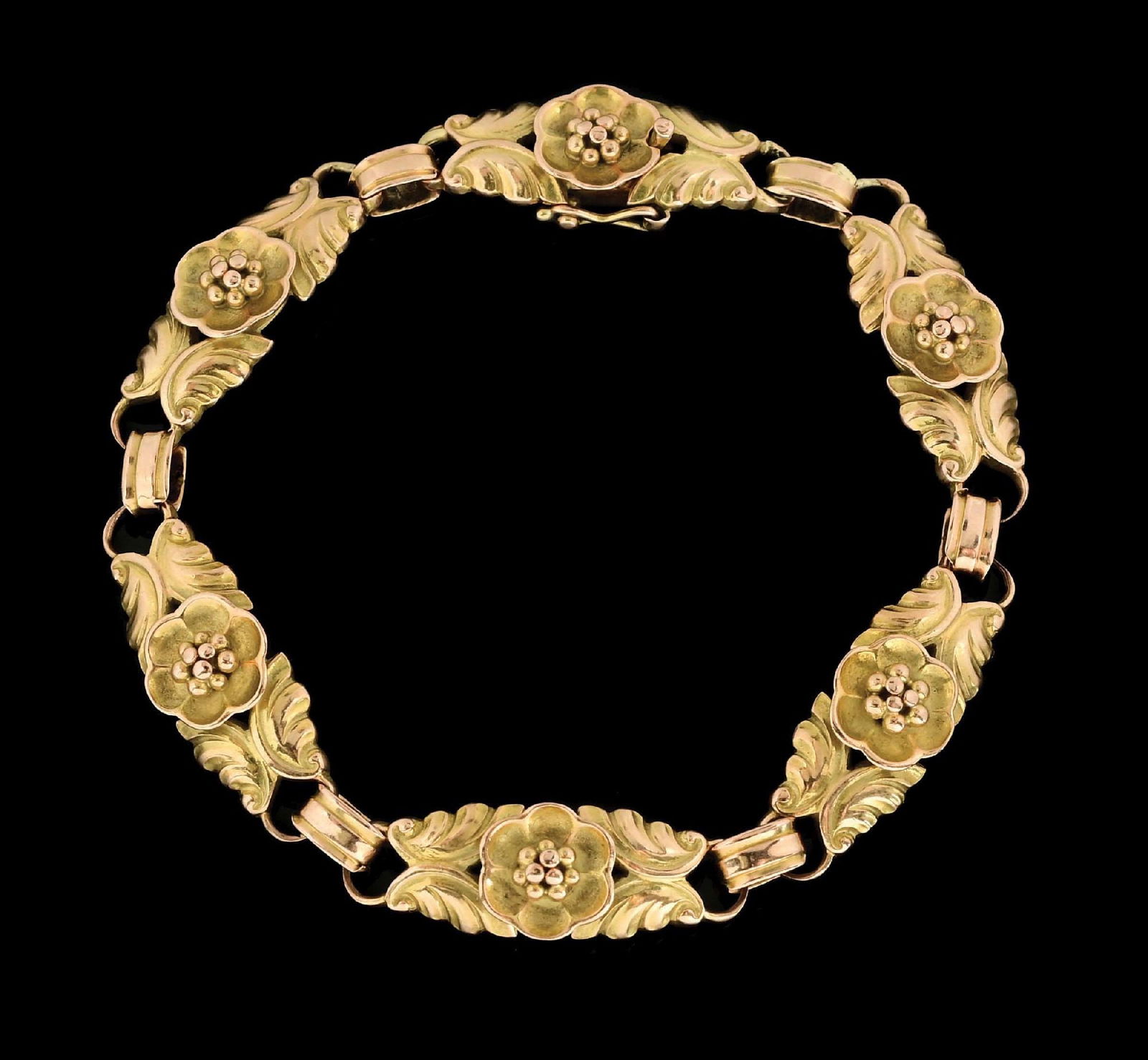 14K GOLD GEORG JENSEN FLOWER BRACELET #251 (1 of 10)