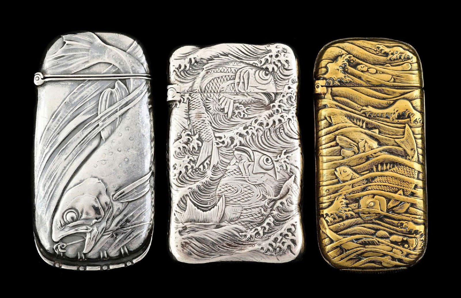 LOT OF 3: STERLING & BRASS MATCH SAFES (1 of 6)