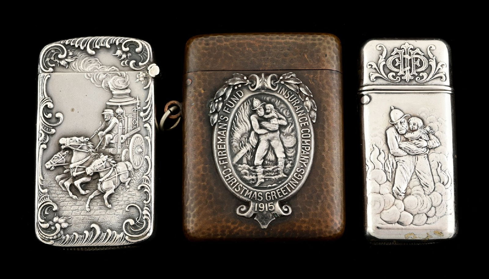 LOT OF 3: FIREMAN MATCH SAFES (1 of 5)