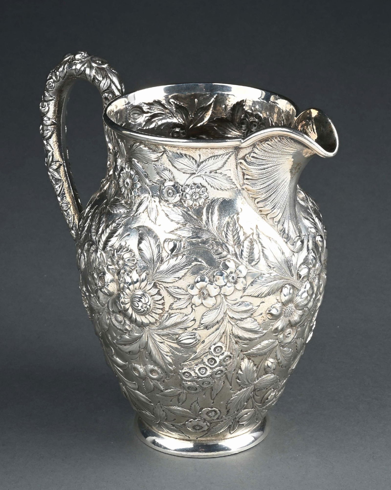 AN S KIRK STERLING REPOUSSE WATER PITCHER (1 of 5)