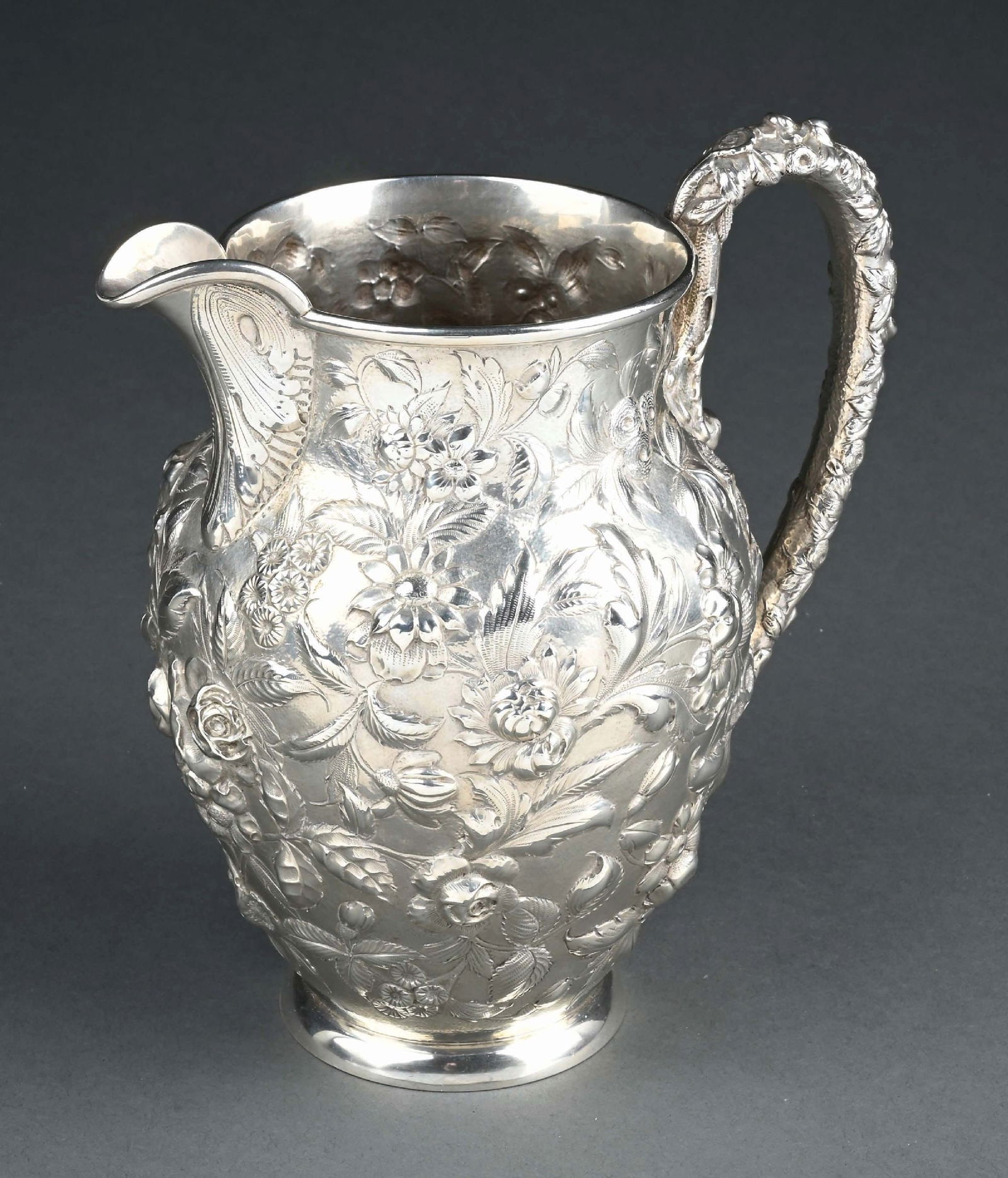 AN S KIRK STERLING REPOUSSE WATER PITCHER (1 of 5)