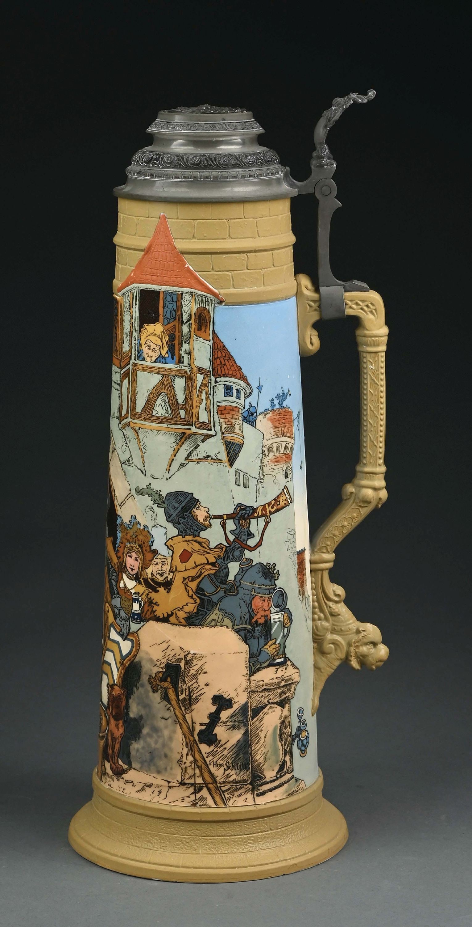 METTLACH STEIN #2524W/ NIGHT SCENE (1 of 7)