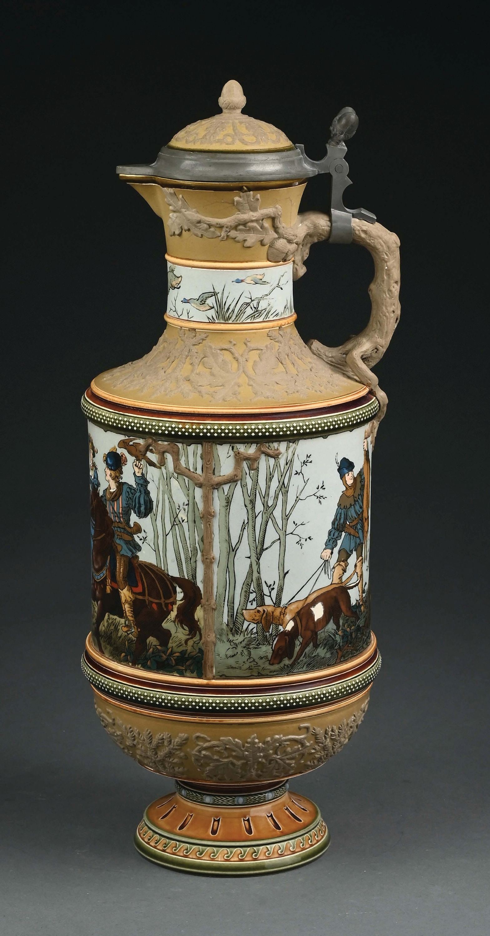 METTLACH STEIN #1690 W/ MEN HUNTING (1 of 7)