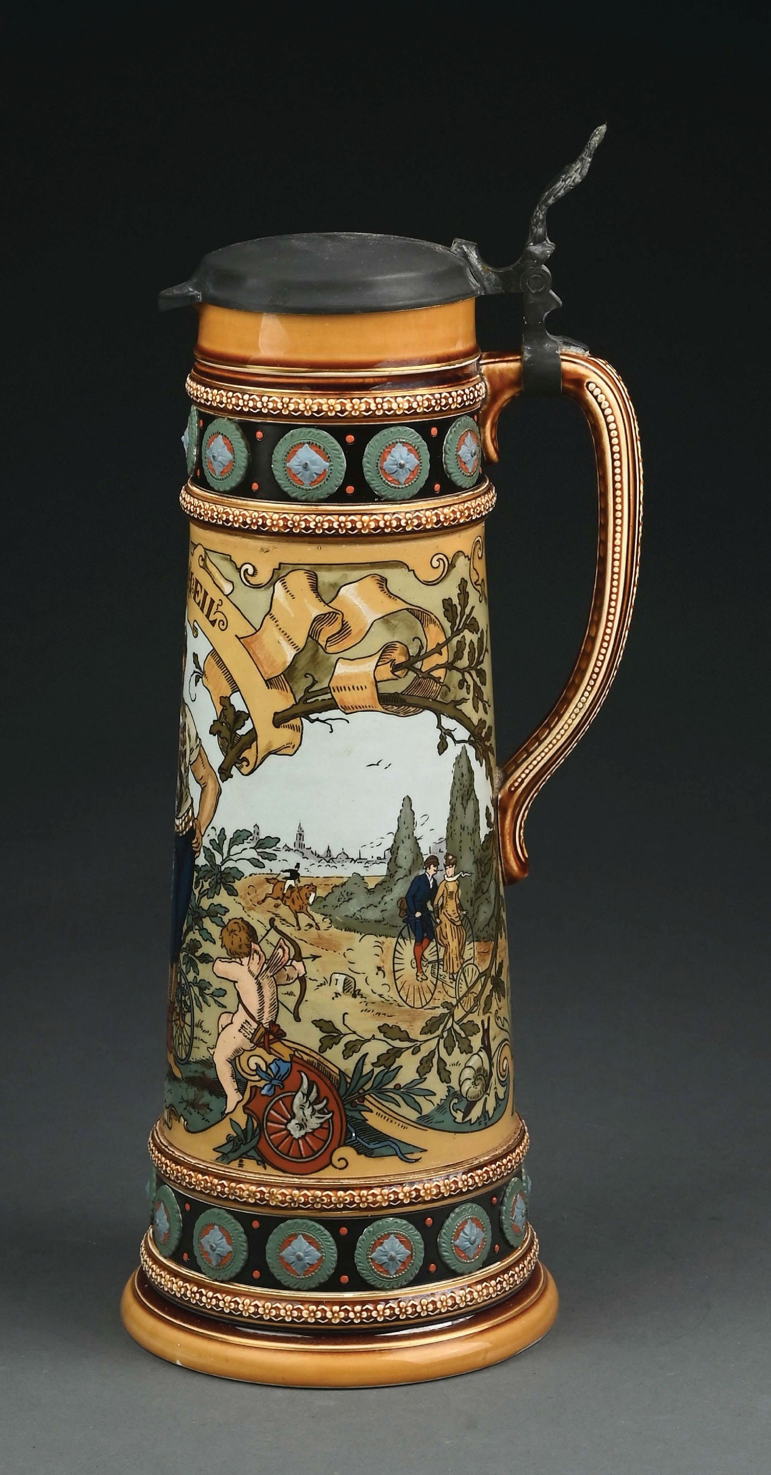 METTLACH STEIN #1817 W/ BICYCLER (1 of 7)