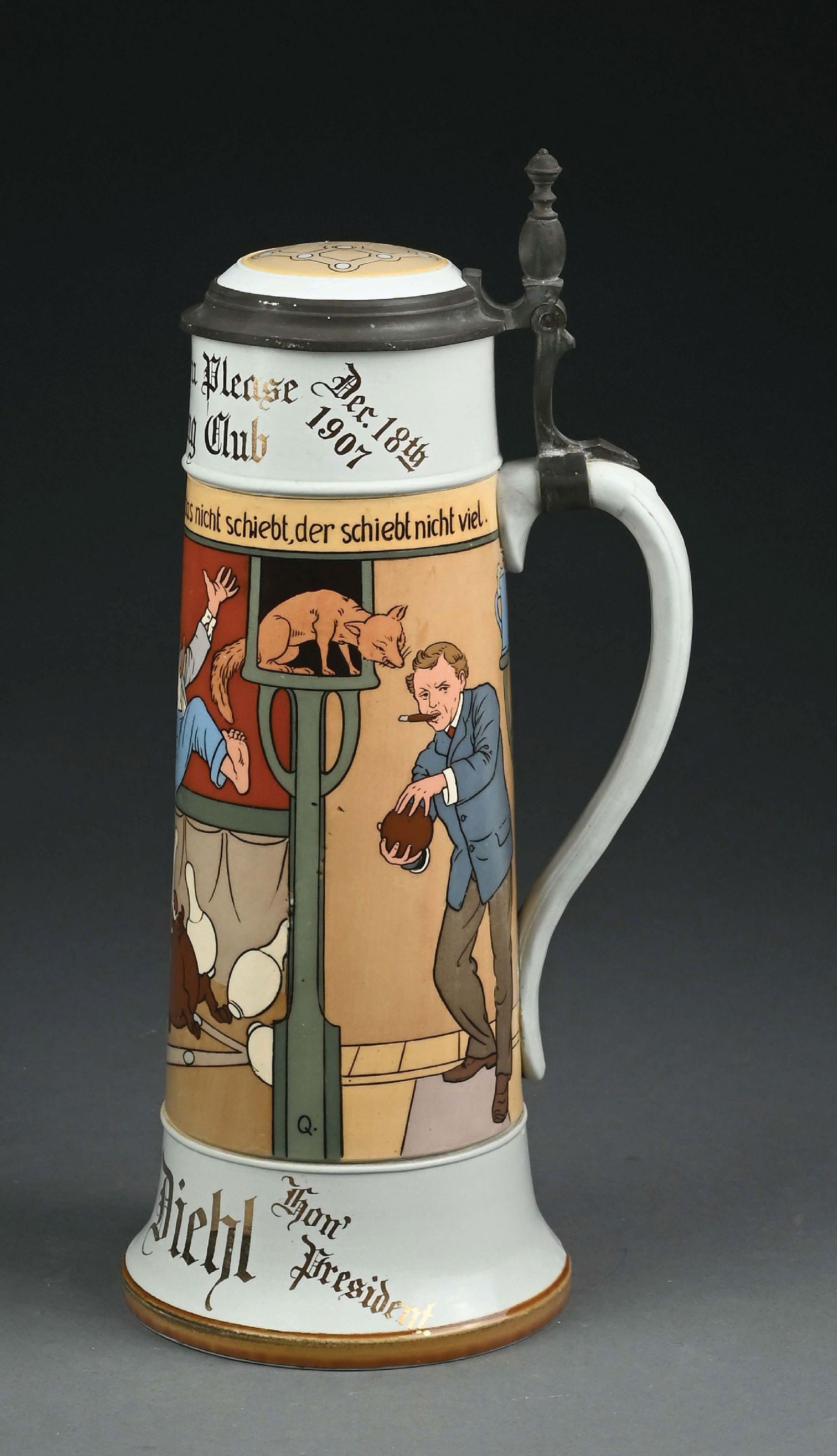 METTLACH STEIN #2958 W/ MEN BOWLING (1 of 7)