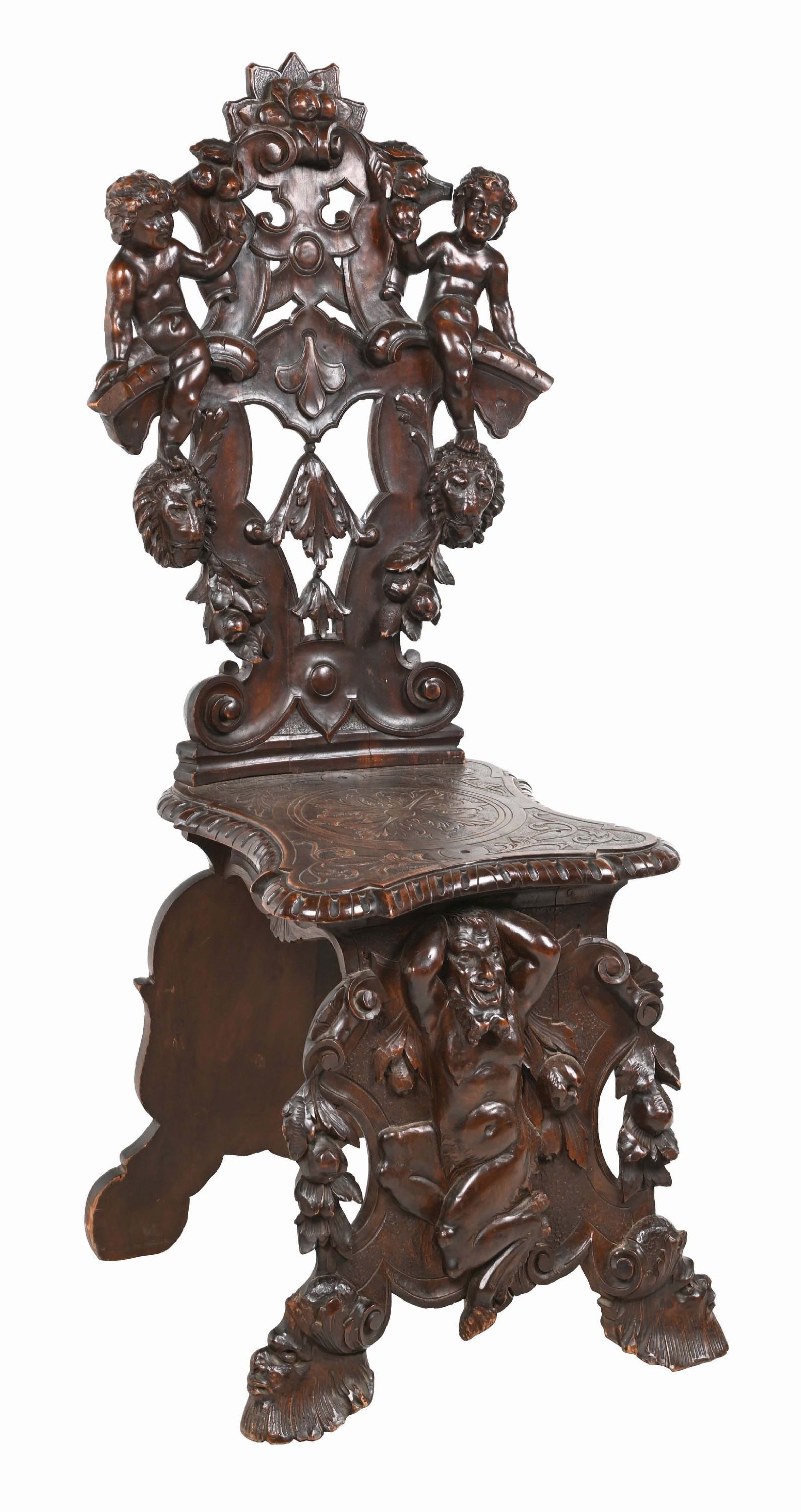 EARLY VICTORIAN BLACK FOREST STYLE OAK CHAIR (1 of 6)