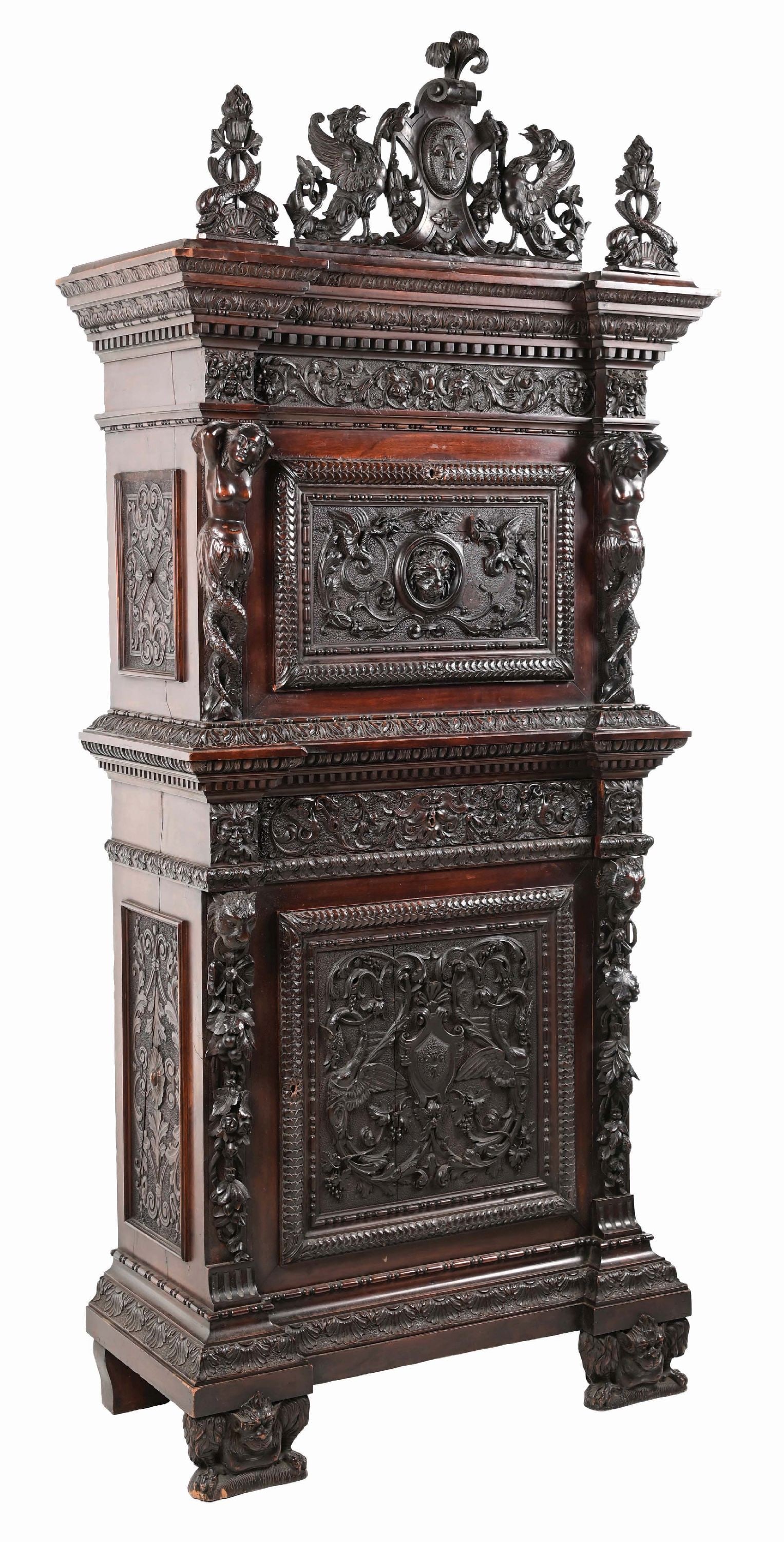 BLACK FOREST STYLE CARVED UPRIGHT CHEST (1 of 11)