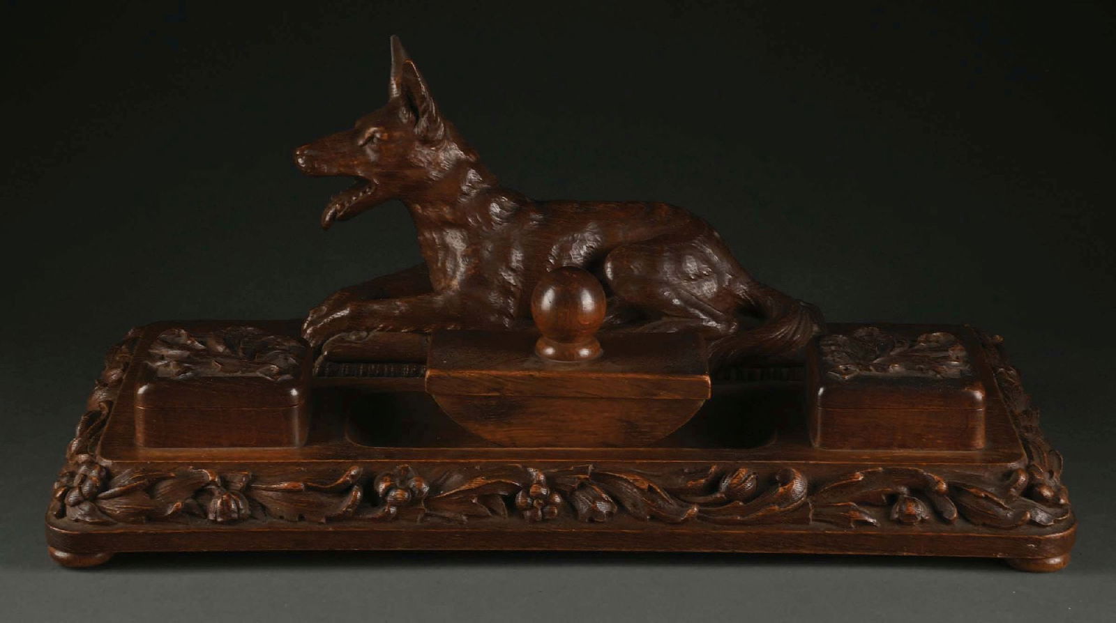 BLACK FOREST GERMAN SHEPHERD INKWELL SET (1 of 5)