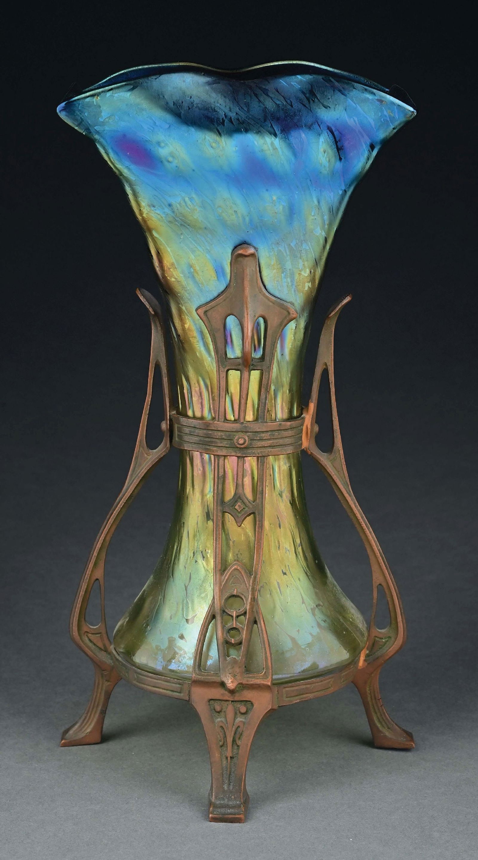 LOETZ ART NOUVEAU VASE W/ BRONZE MOUNT (1 of 5)