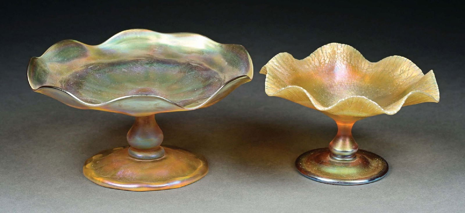 PAIR OF TIFFANY STUDIOS FAVRILE GLASS COMPOTES (1 of 6)