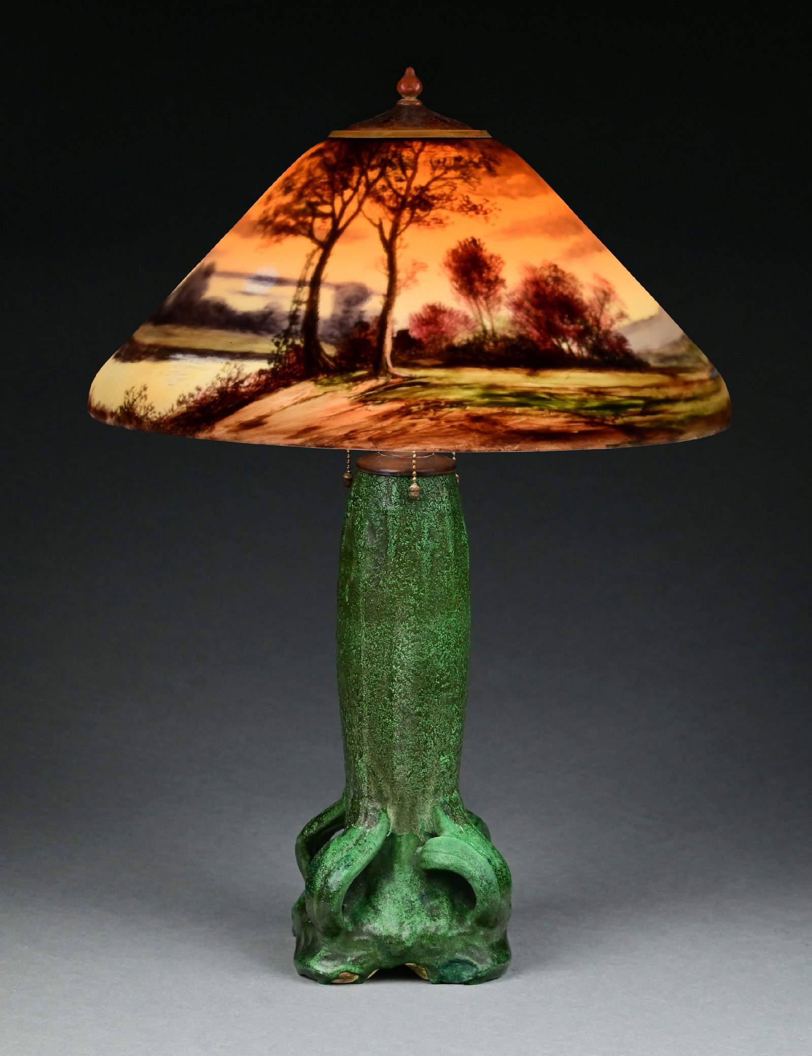HANDEL REVERSE PAINTED SCENIC LANDSCAPE TABLE LAMP (1 of 9)