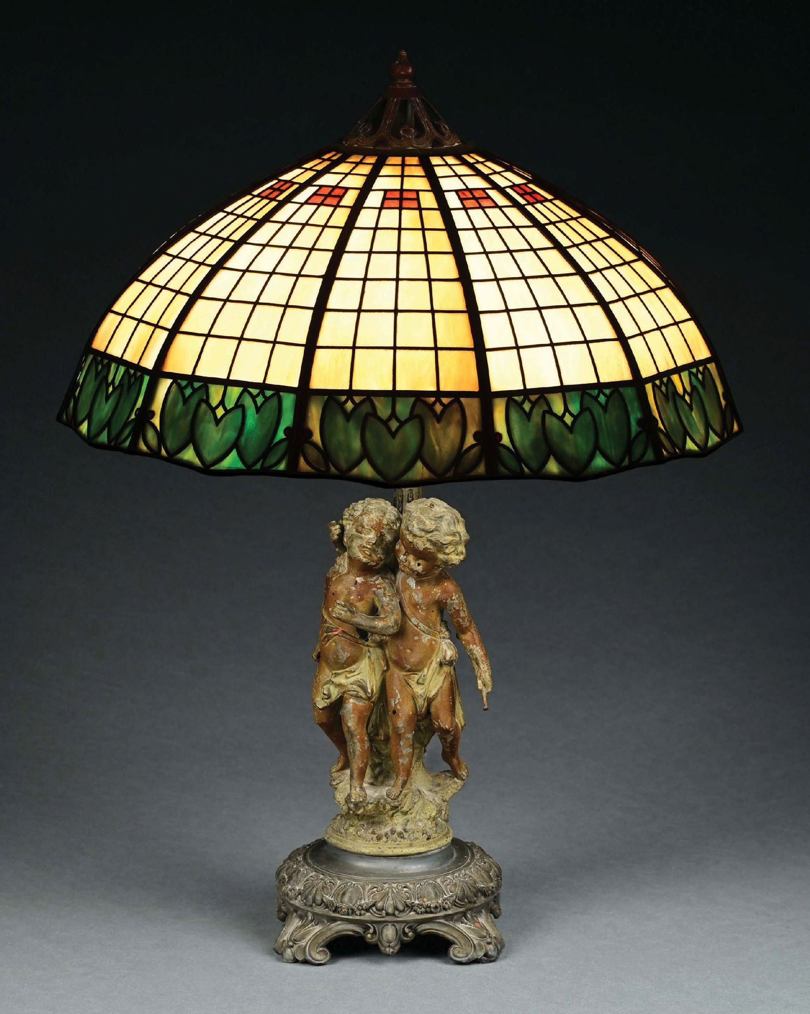 HANDEL ARTS & CRAFTS SLAG GLASS TABLE LAMP (1 of 9)