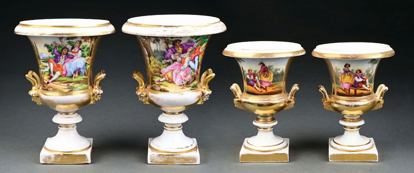 2 PAIR OF HANDLED PORCELAIN URNS (1 of 5)