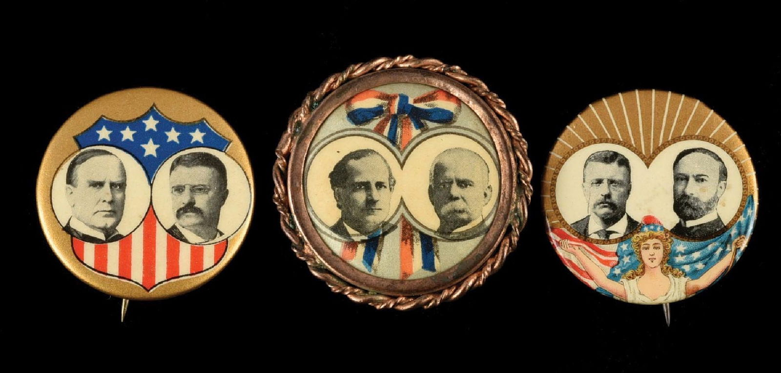 LOT OF 3: CELLULOID POLITICAL PINBACK BUTTONS (1 of 2)