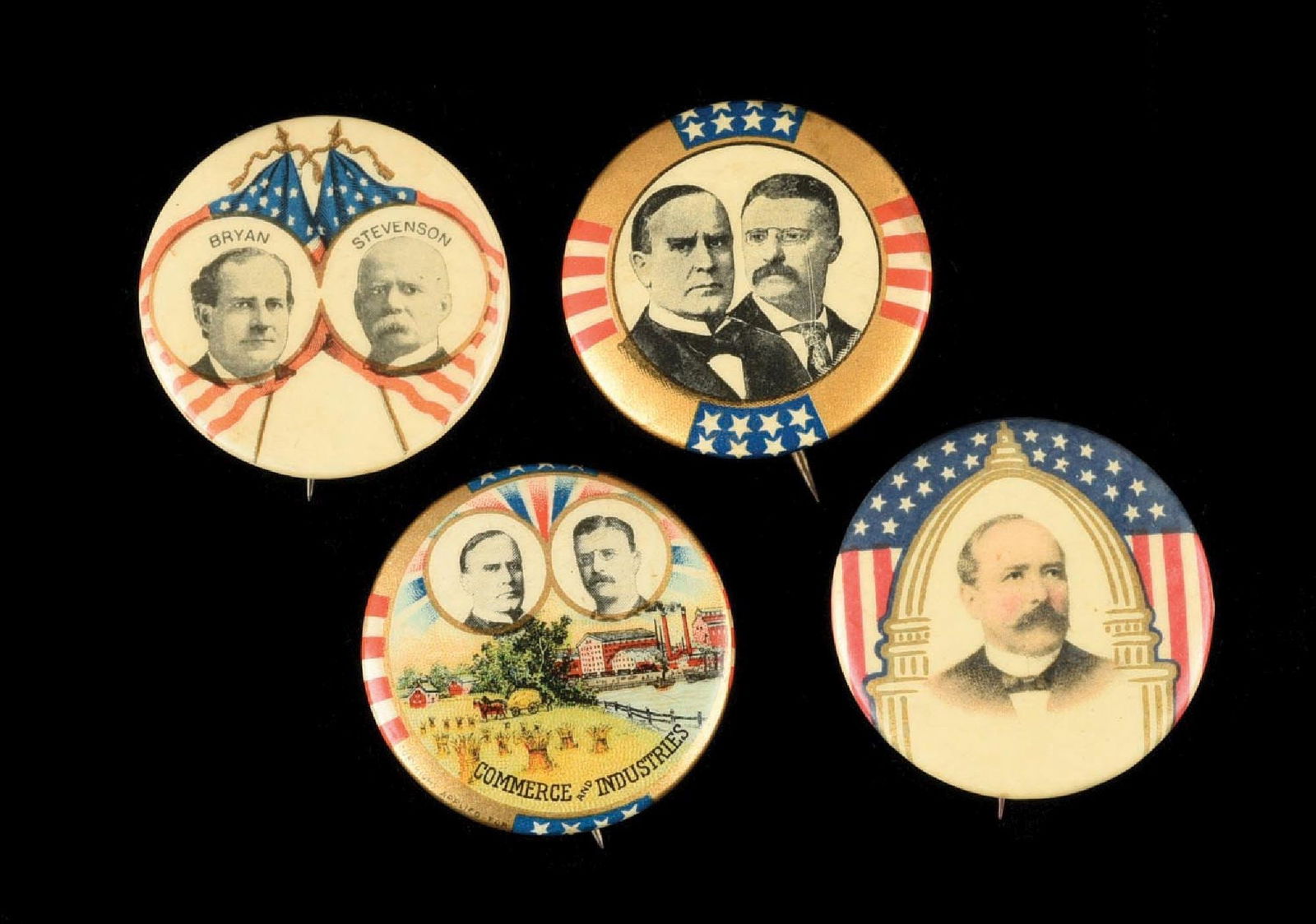 LOT OF 4: CELLULOID POLITICAL PINBACK BUTTONS (1 of 2)