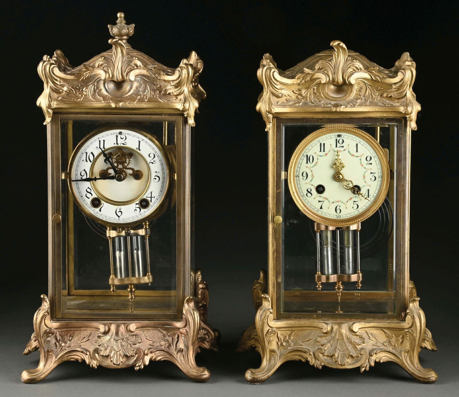 PAIR OF BRONZE AND BRASS CARRAIGE CLOCKS (1 of 6)