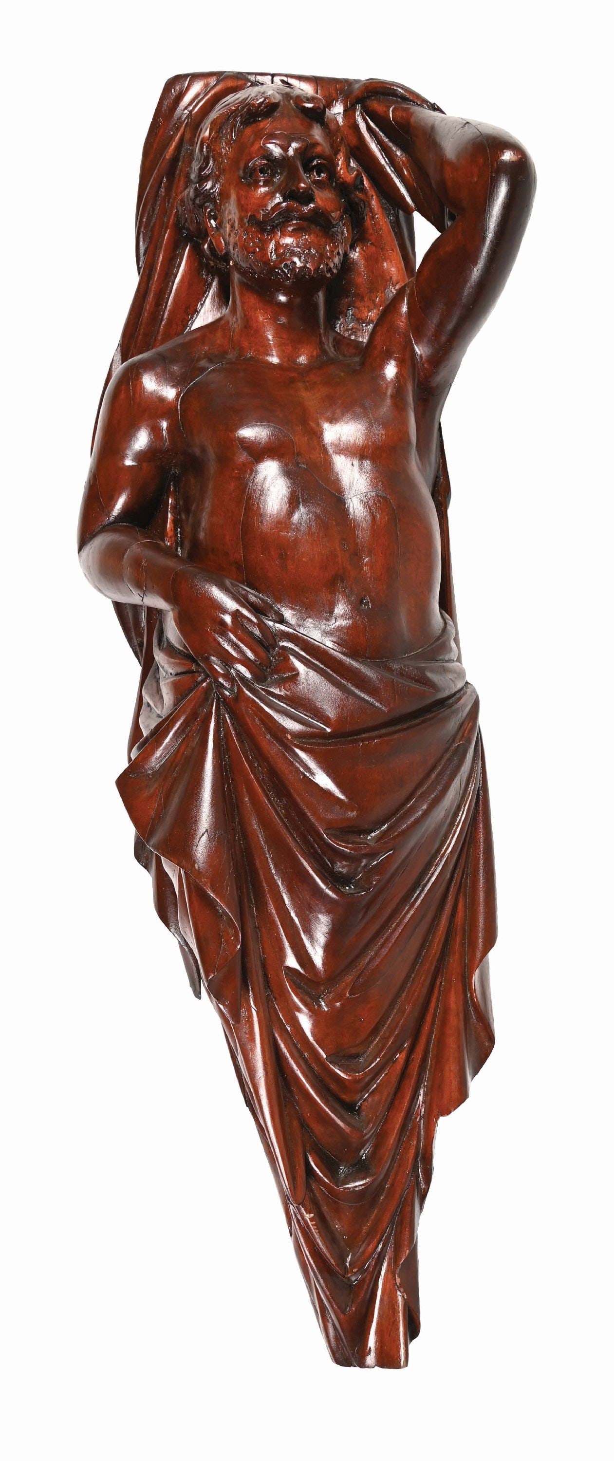 EARLY CARVED FIGURAL BUST OF MAN (1 of 3)