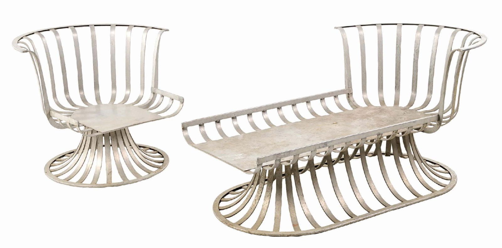 PAIR OF MID CENTURY BENT METAL PATIO FUNITURE BASES (1 of 9)