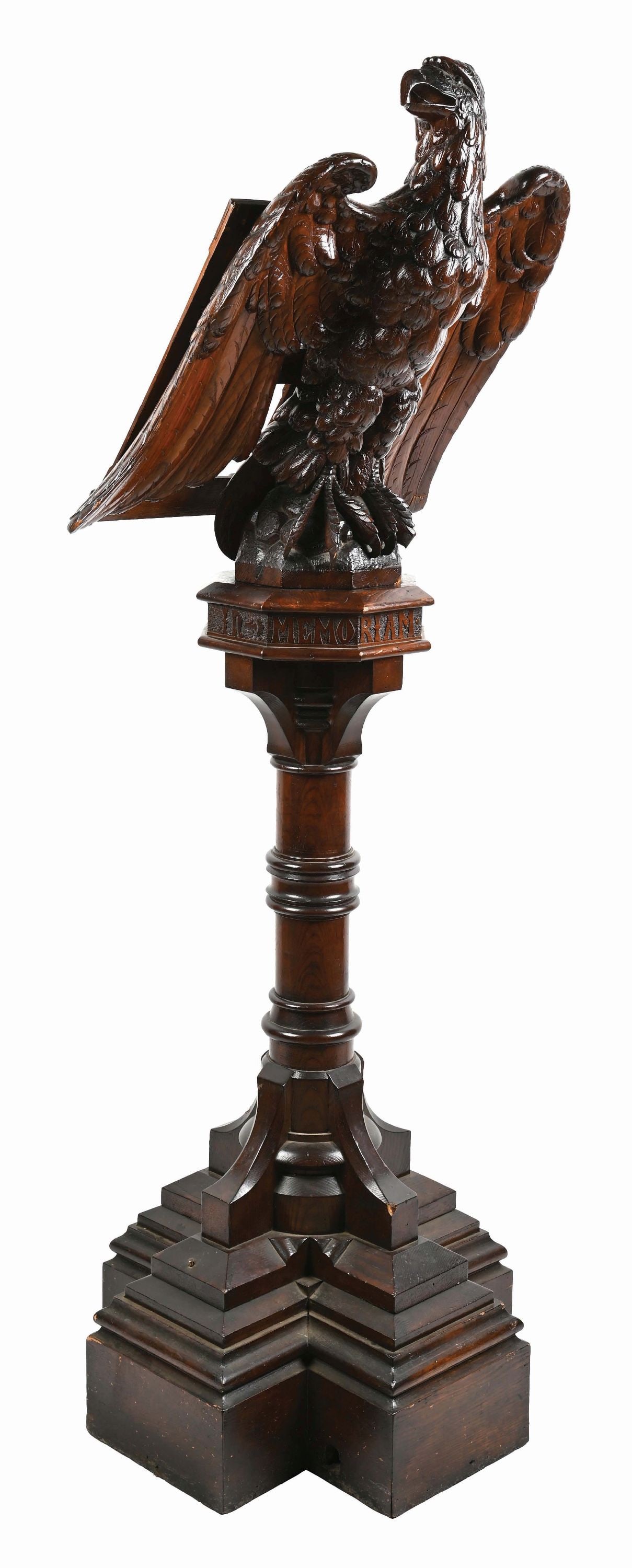 MAGNIFICENT EAGLE CARVED LECTERN: Highly detailed. Made of oak. Late 1800s. This is not a standard shippable item and will require 3rd party shipping or pickup arrangements to be made. Condition: (Excellent) Dimensions: 24" x 24" x 73