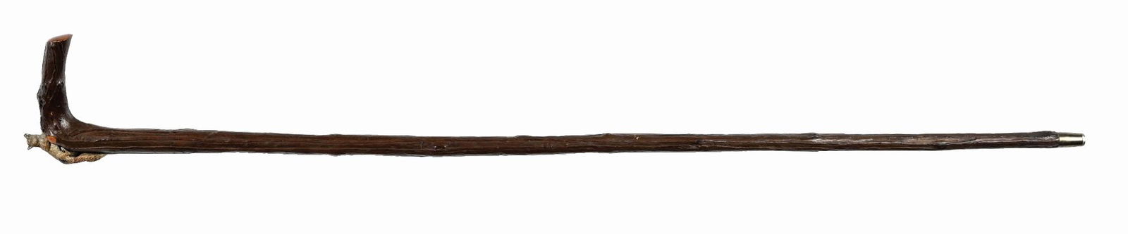 ANTIQUE WALKING STICK CANE W/ DETAILED METAL FOX (1 of 8)