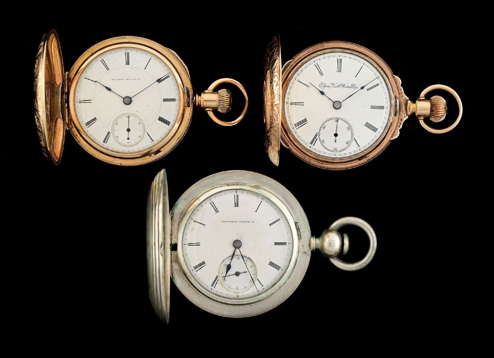 LOT OF 3: MIXED HUNTING CASE AMERICAN POCKET WATCHES (1 of 4)