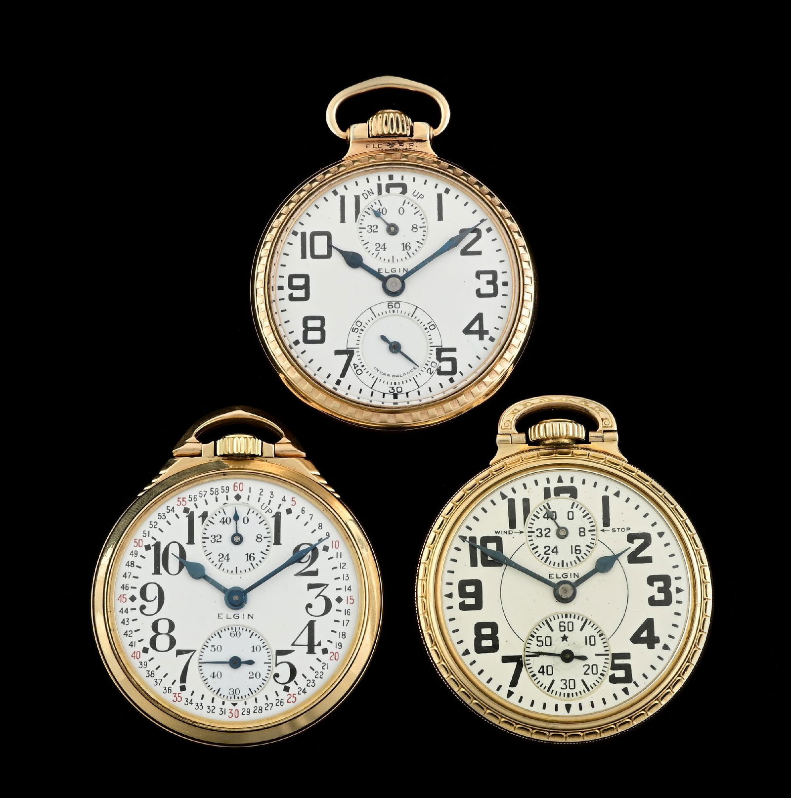 LOT OF 3: OPEN FACE ELGIN POCKET WATCHES (1 of 3)