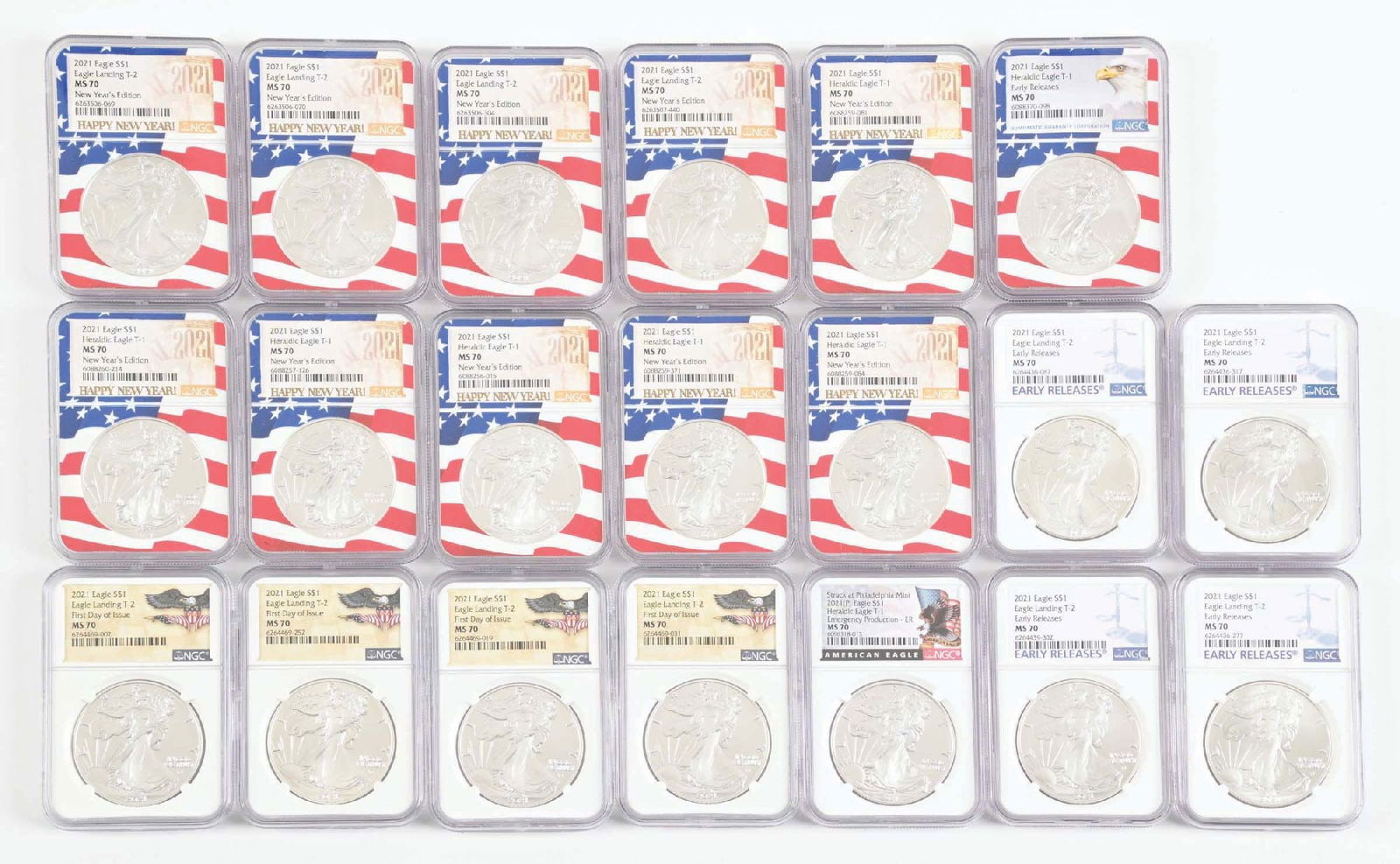 LOT OF 20: AMERICAN 2021 SILVER EAGLE COINS (1 of 2)