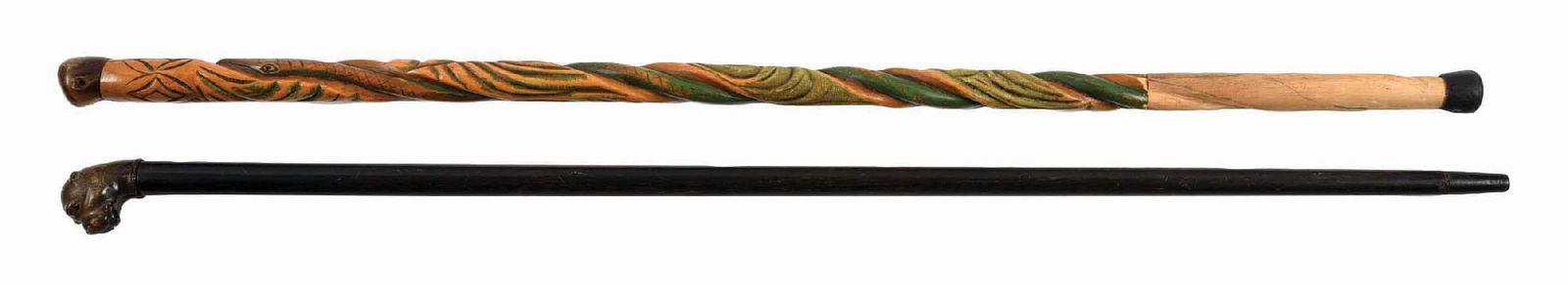 LOT OF 2: ANTIQUE WALKING STICK WOODEN CANES (1 of 11)