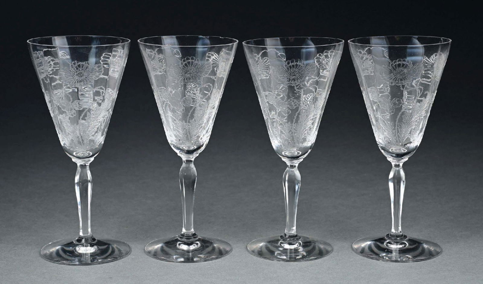 LOT OF 4: JOSEPH LOCKE FLUTED CHAMPAGNE GLASSES (1 of 4)