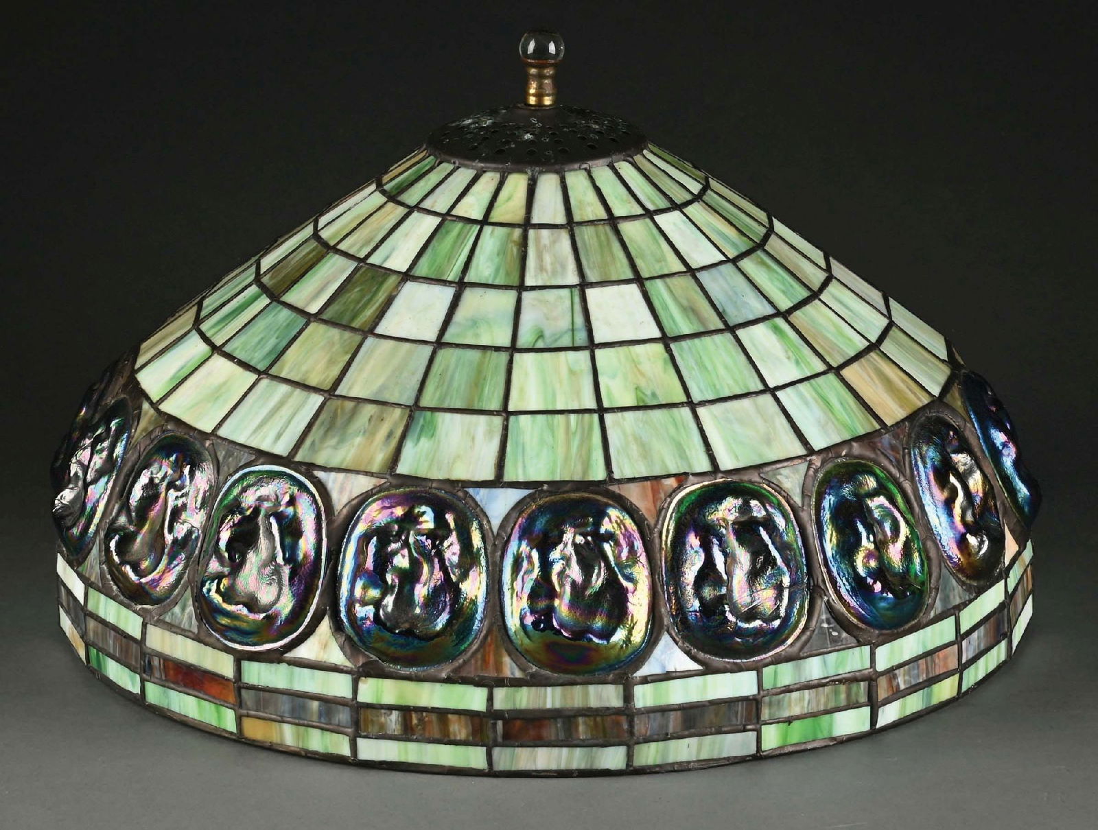 REPRODUCTION TIFFANY STUDIOS TURTLEBACK LEADED GLASS SHADE (1 of 4)