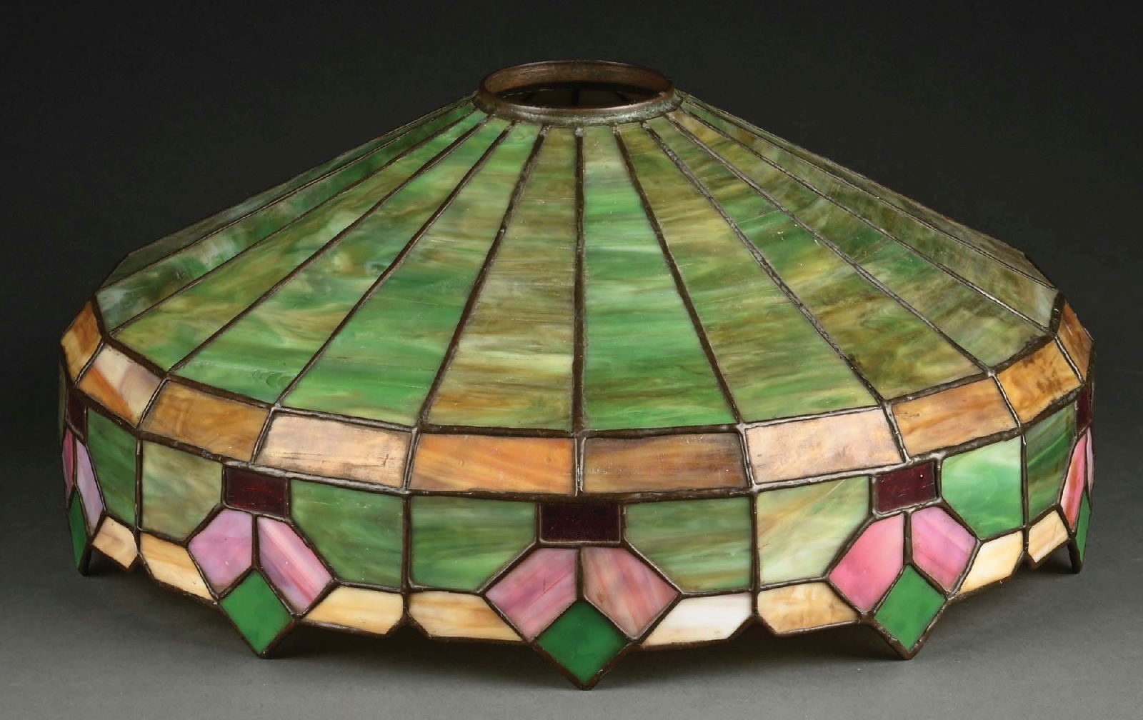 LAMB BROS. LEADED GLASS LAMP SHADE (1 of 4)