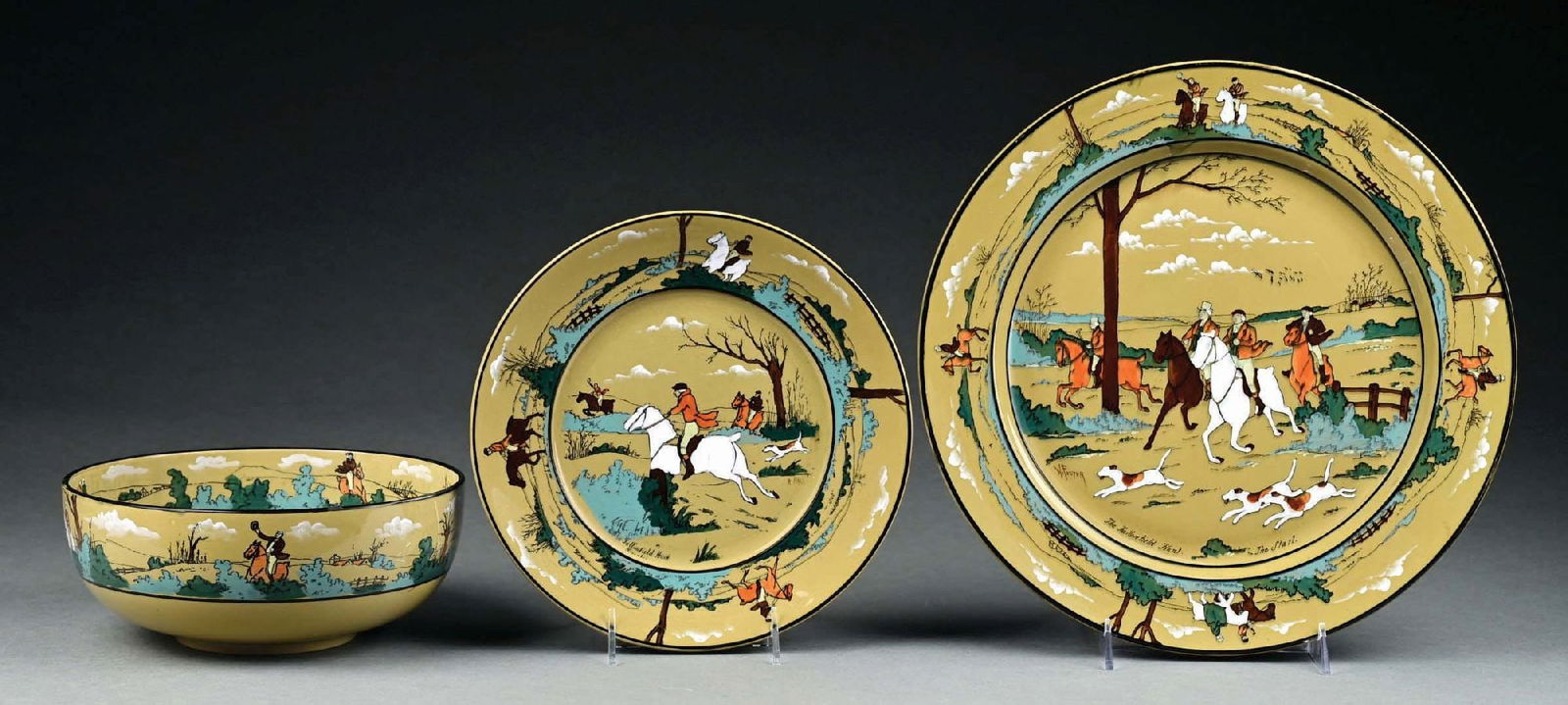 LOT OF 3: BUFFALO POTTERY DELDARE WARE CHOP PLATE, BOWL AND PLATE (1 of 2)