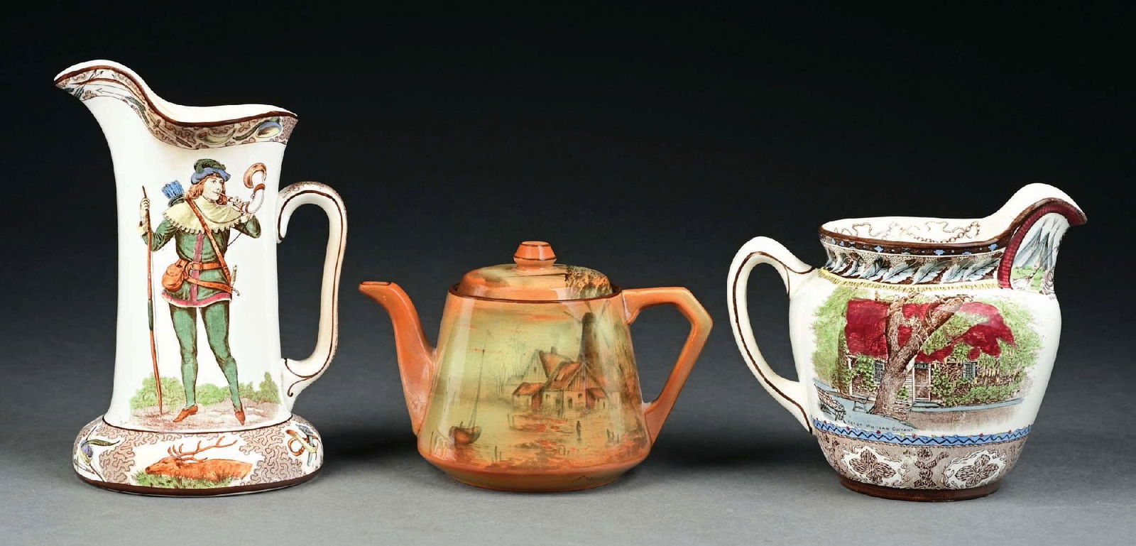 LOT OF 3: BUFFALO POTTERY UNDERGLAZE PITCHERS (1 of 5)