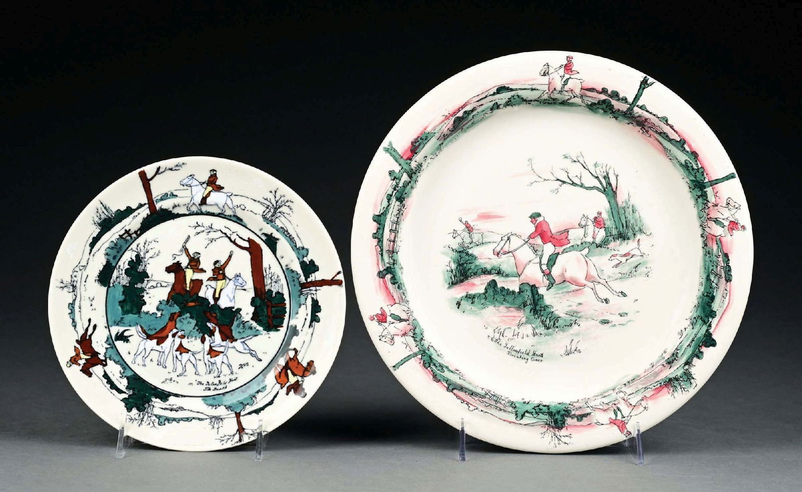 LOT OF 2: YE OLDE IVORY BUFFALO CHINA FALLOWFIELD HUNT SCENE PLATES (1 of 4)