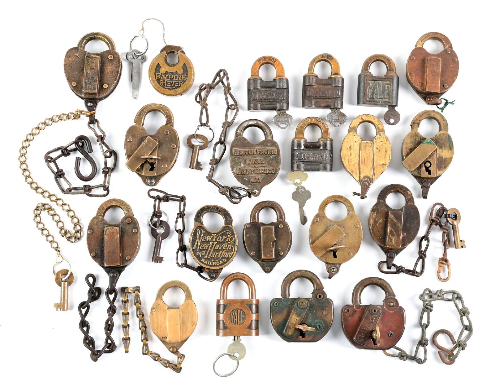 LARGE LOT OF ANTIQUE RAILROAD & OTHER LOCKS AND KEYS (1 of 1)