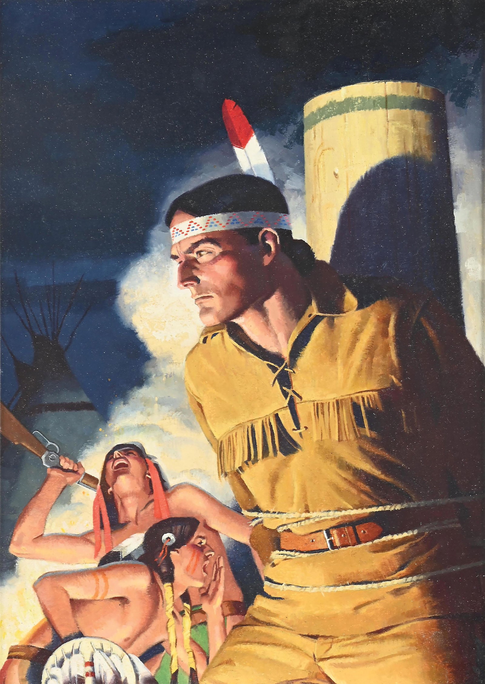 DON SPAULDING (1926-2020): Dell Comics Cover Art "Tonto" Oil on Board 14" x 10" Signed and inscribed on reverse Framed to 15 1/2" x 11 5/8" Cover of #18, February-April 1955