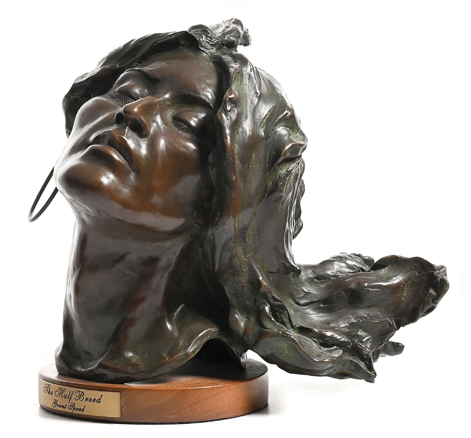 GRANT SPEED (1930-2011): The Half Breed Bronze 9 1/2" x 10" x 9" Signed and dated UG Speed (c) 1976 CA AC/30 On 1" wooden base