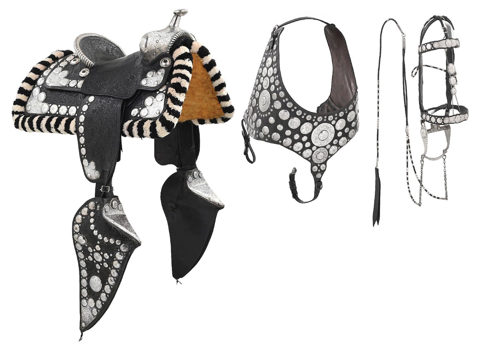 FRANK (FRANKIE) PAUL CALIFORNIA PARADE SADDLE WITH HOLLYWOOD HISTORY: Ornate sterling silver mounted parade saddle stamped "Frank Paul/Arcadia and made for Rex Bell (1903-1962), a popular western B-list movie actor probably best known for marrying "IT" Girl, Clara Bow i