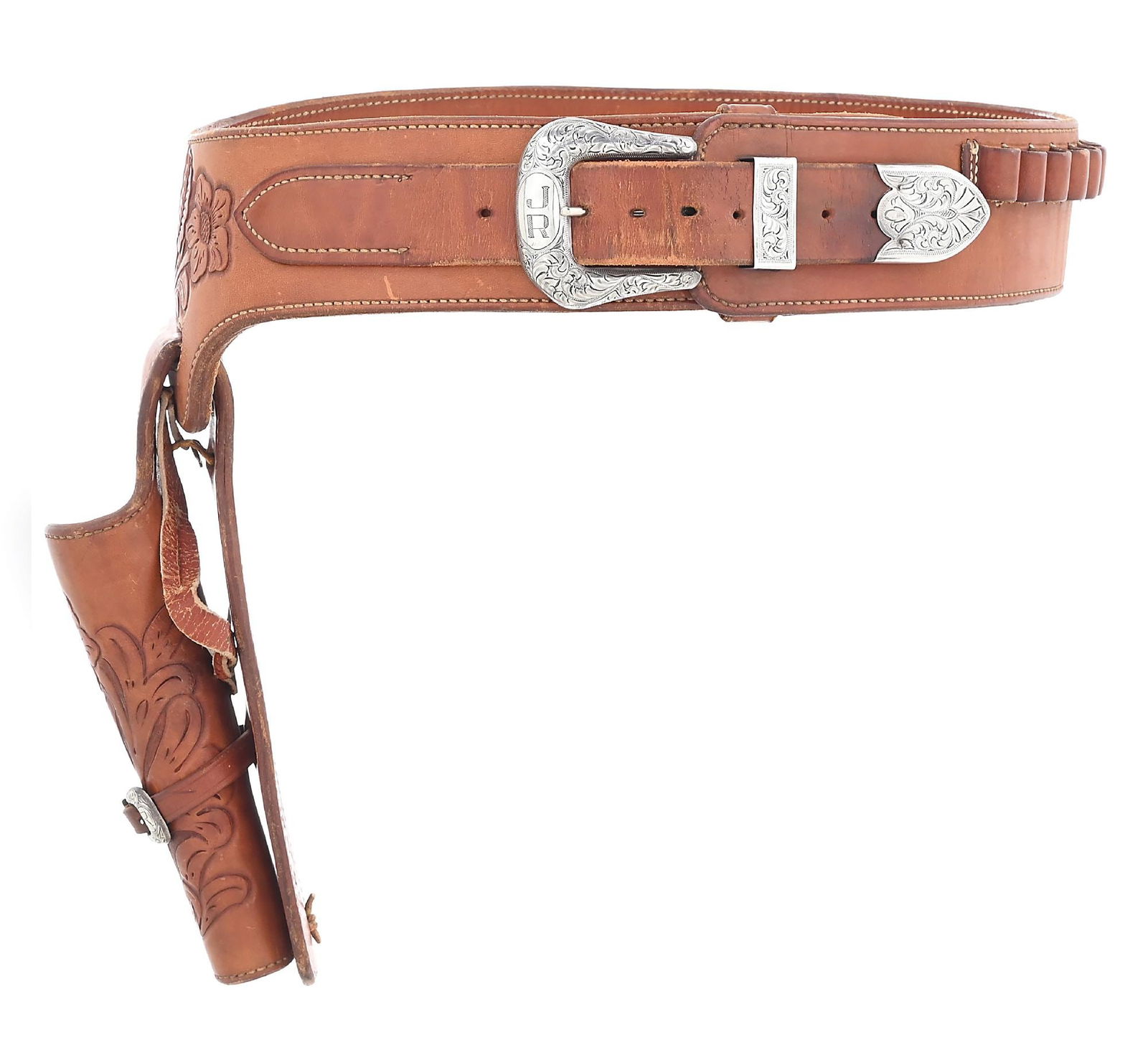 EDWARD H. BOHLINGUN BELT RIG: Buscadero gun rig made for John T. Reynolds in 1980, the year that Ed Bohlin died. Reynolds was a friend of Bohlin's since the 1950s and would go on to own the Bohlin Company in the 1990s. This belt f