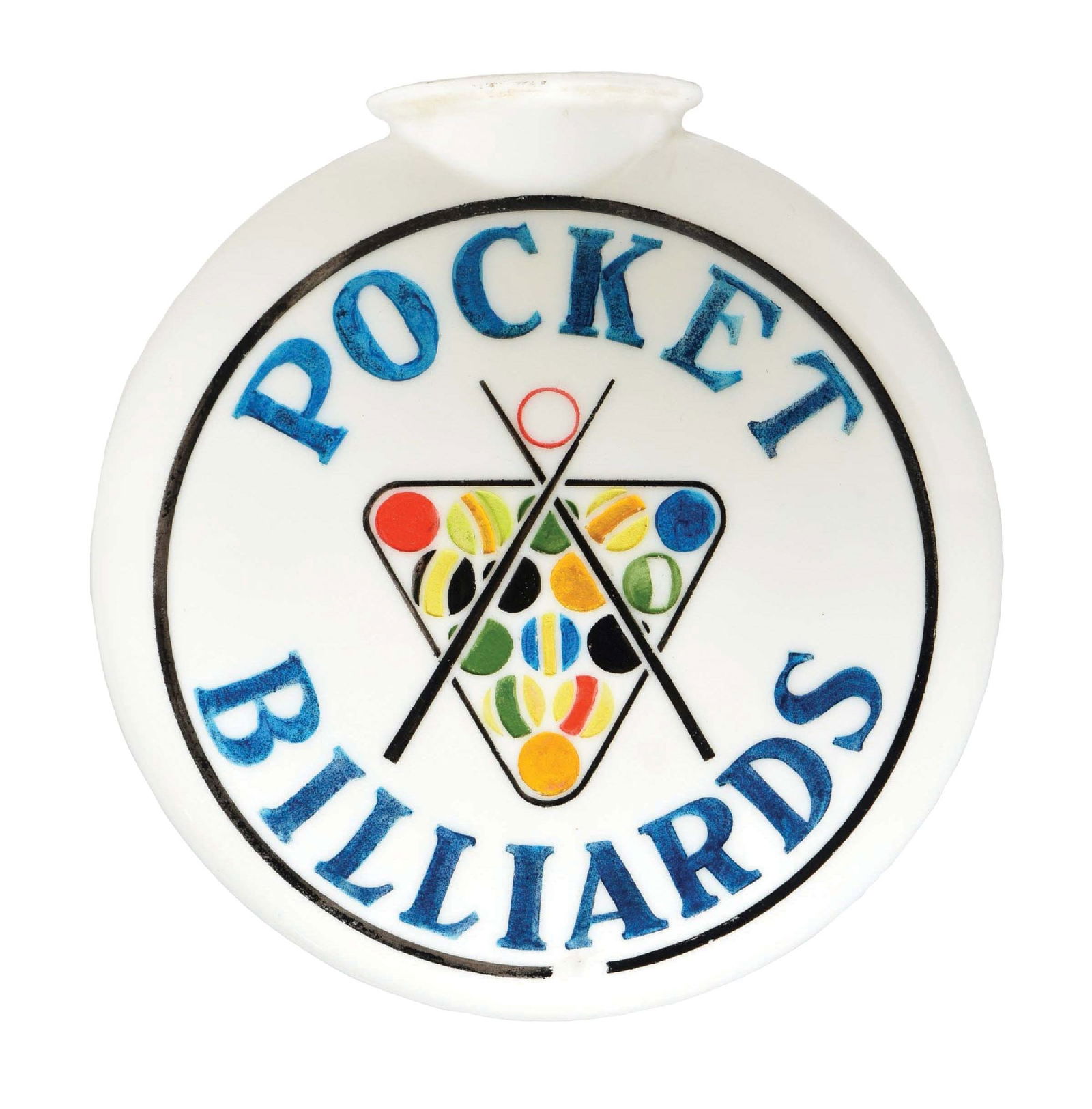 POCKET BILLIARDS ONE PIECE ETCHED CANOPY GLOBE W/ POOL BALL & CUE GRAPHICS. (1 of 4)