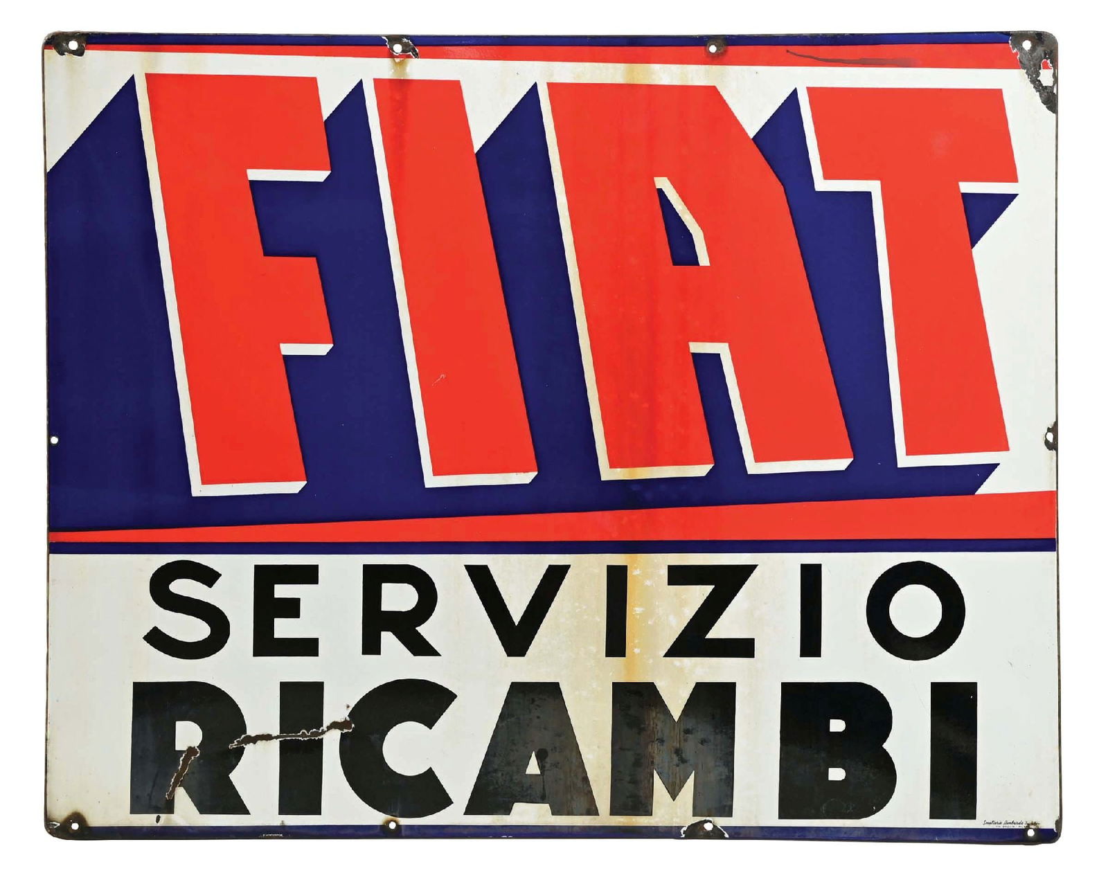 FIAT SERVIZIO RICAMBI PORCELAIN SERVICE SIGN. (1 of 3)