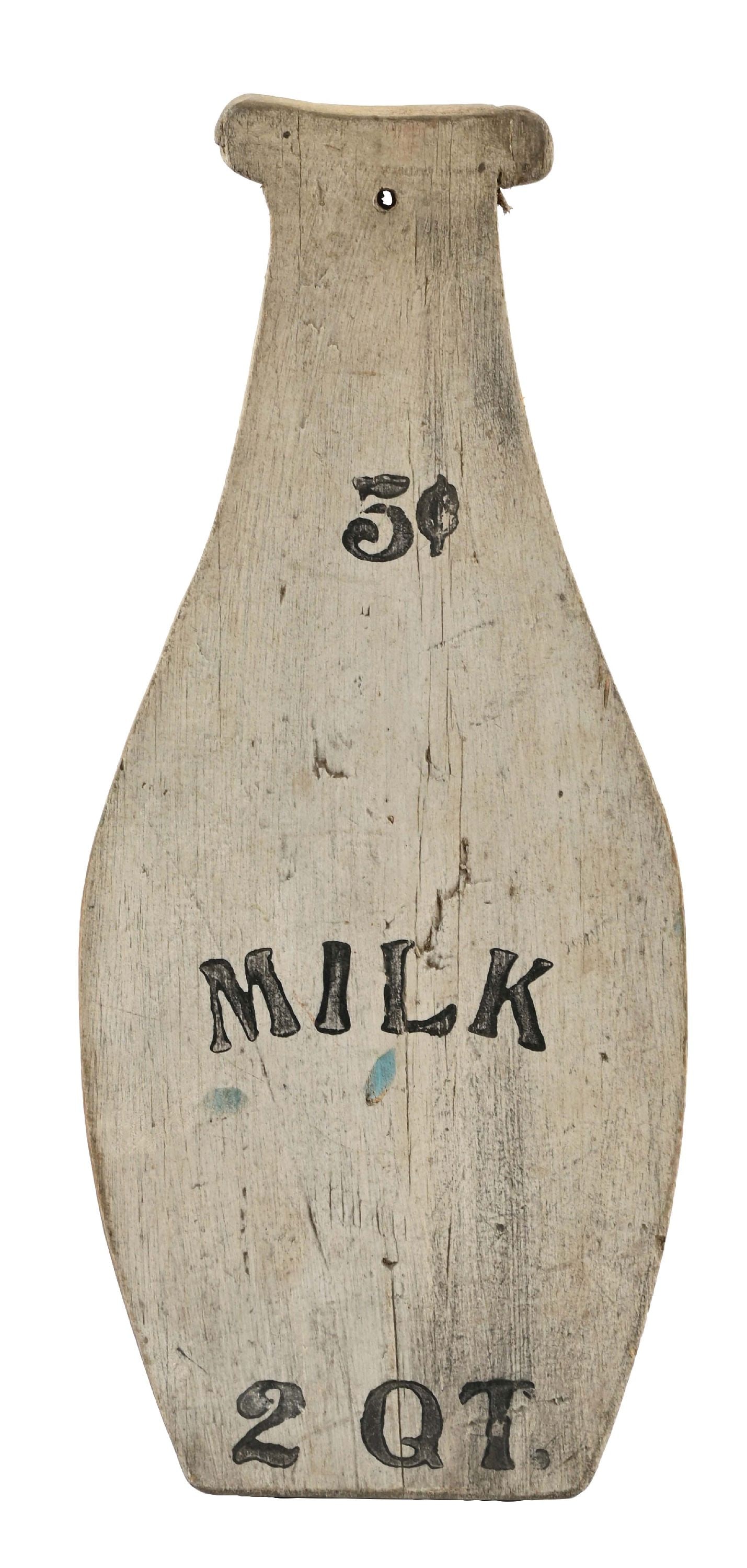 MILK 5¢ HAND PAINTED WOOD MILK BOTTLE SIGN (1 of 2)