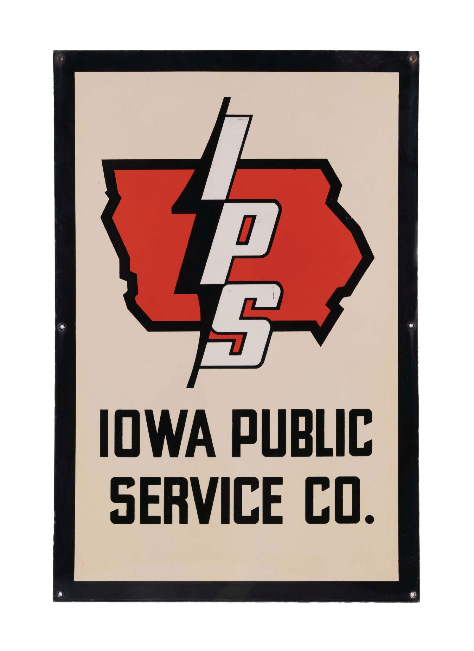 IOWA PUBLIC SERVICE COMPANY PORCELAIN SIGN W/ IOWA GRAPHIC (1 of 2)