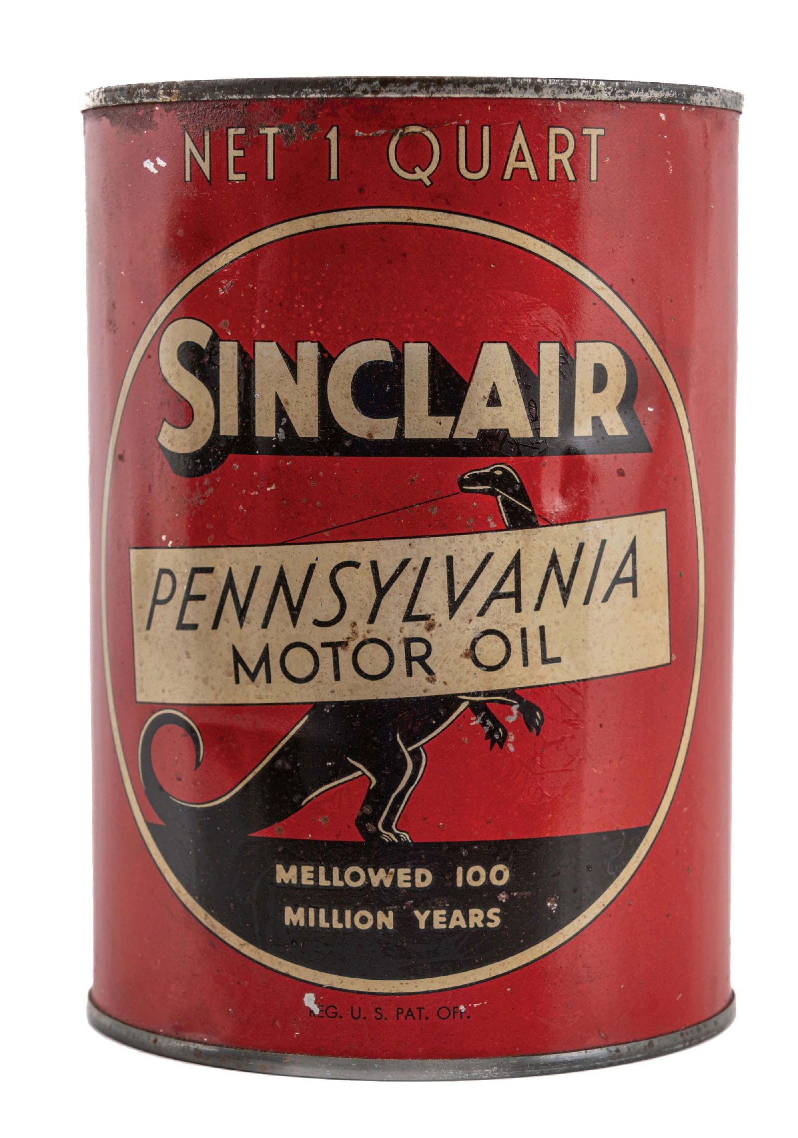 1 QUART SINCLAIR MOTOR OIL CAN W/ BLACK DINO GRAPHIC (1 of 5)