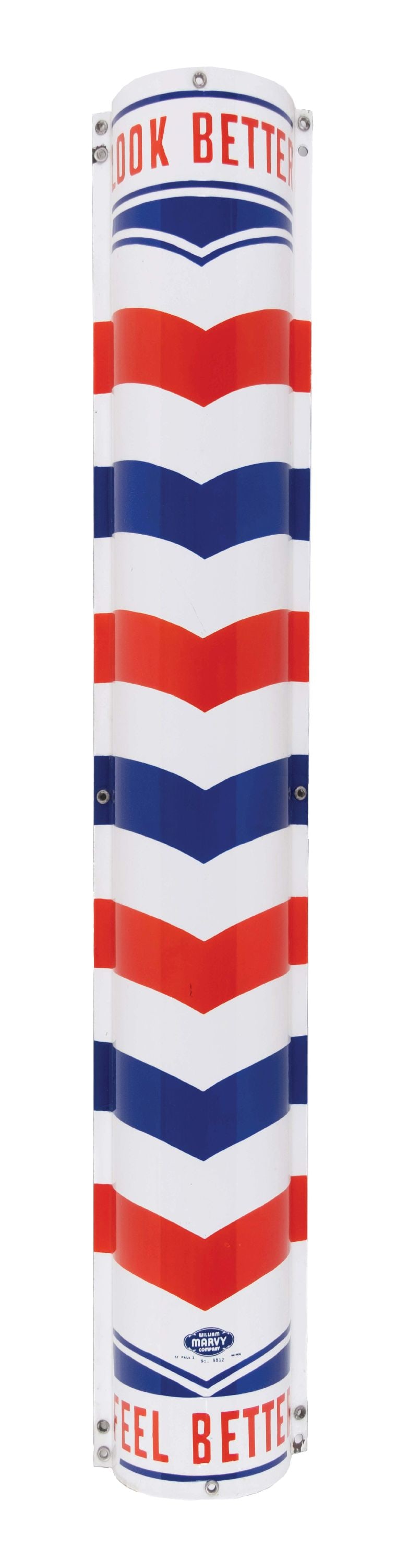 MARVY "LOOK BETTER, FEEL BETTER" BARBERSHOP POLE SIGN (1 of 3)