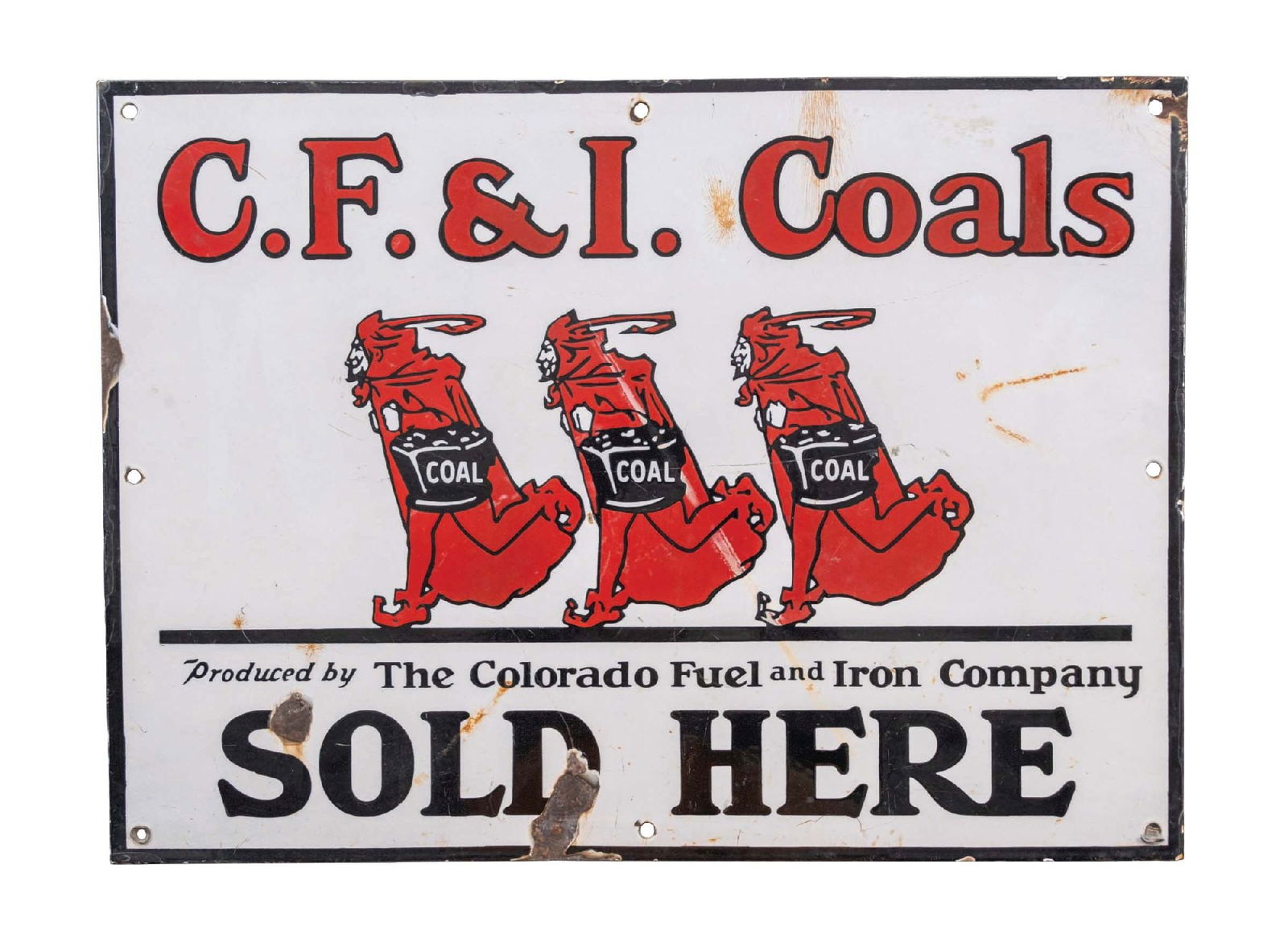 C.E.& I. COALS PORCELAIN SIGN W/ DEVILS GRAPHIC (1 of 2)