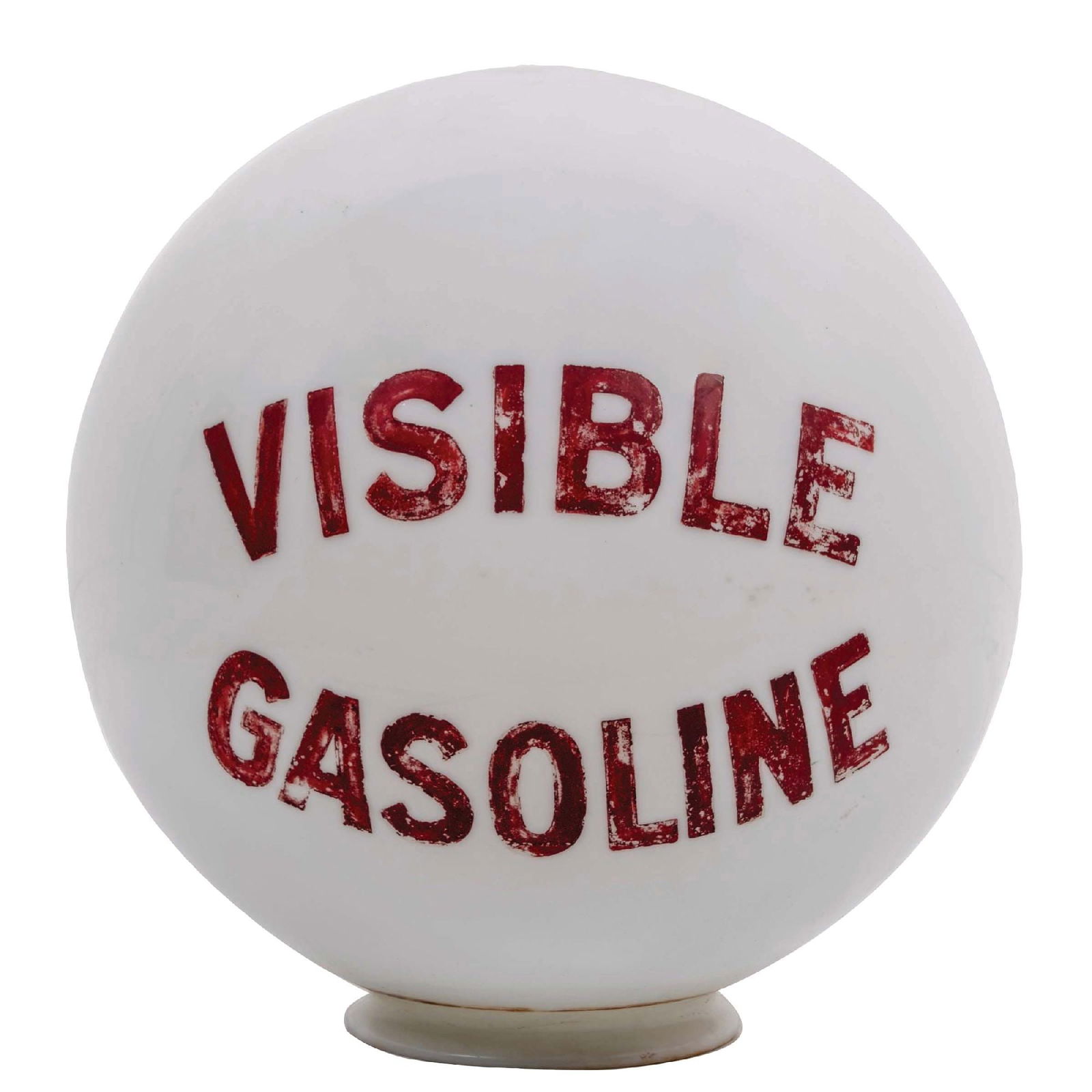 ONE PIECE ETCHED VISIBLE GASOLINE GLOBE: SST. A nice example of this C. 1950s single-sided circular tin sign from Hires Root Beer featuring the company colors and logo. CONDITION: This sign remains exceptionally with great color and shine. T