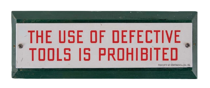 CONOCO DEFECTIVE TOOLS PORCELAIN SIGN