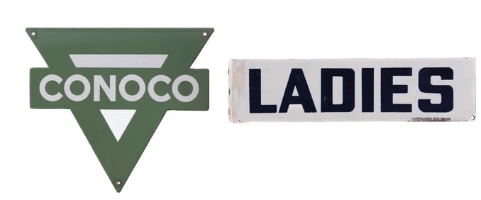 COLLECTION OF 2: PUMP PLATE AND FLANGE SIGNS